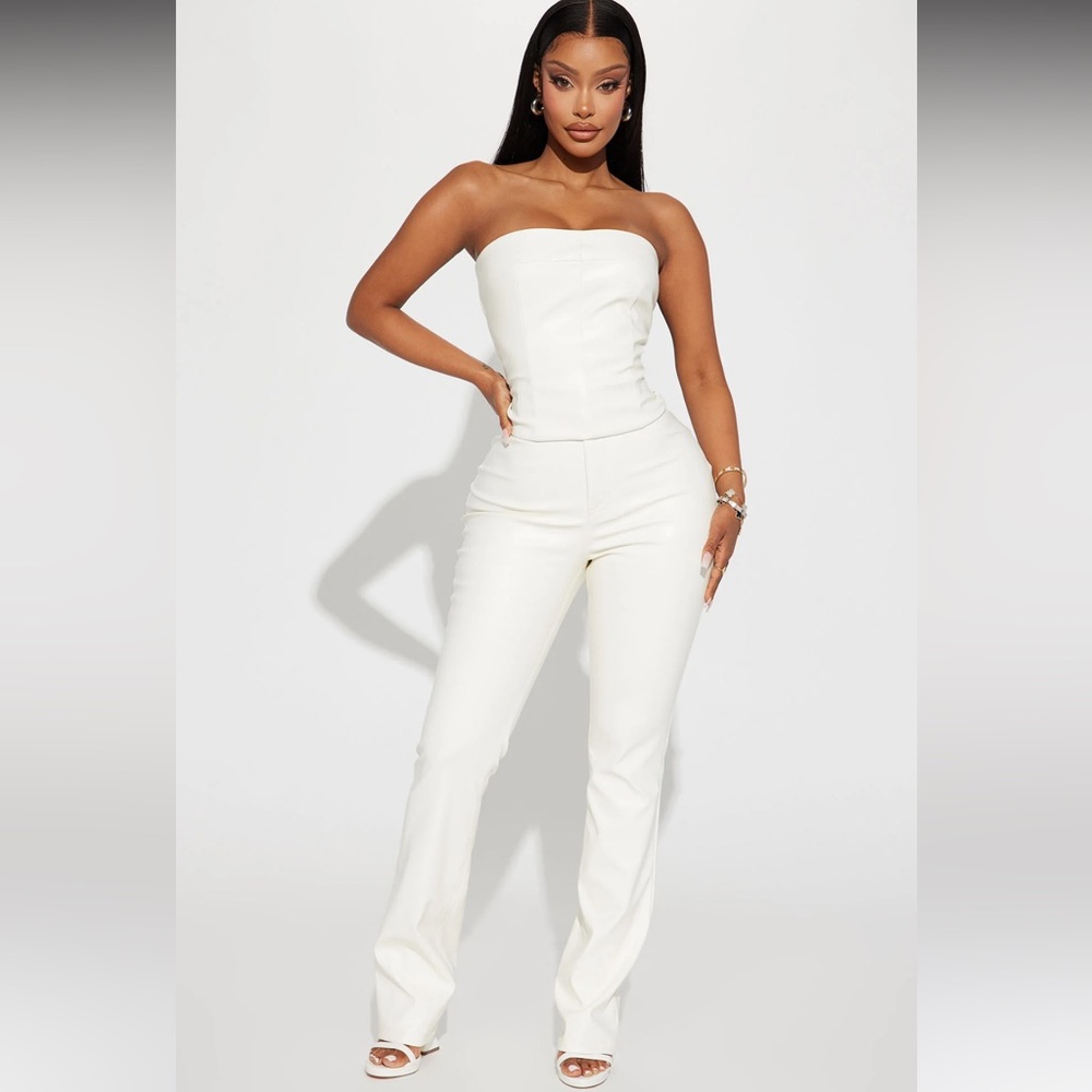 Faux leather pants set